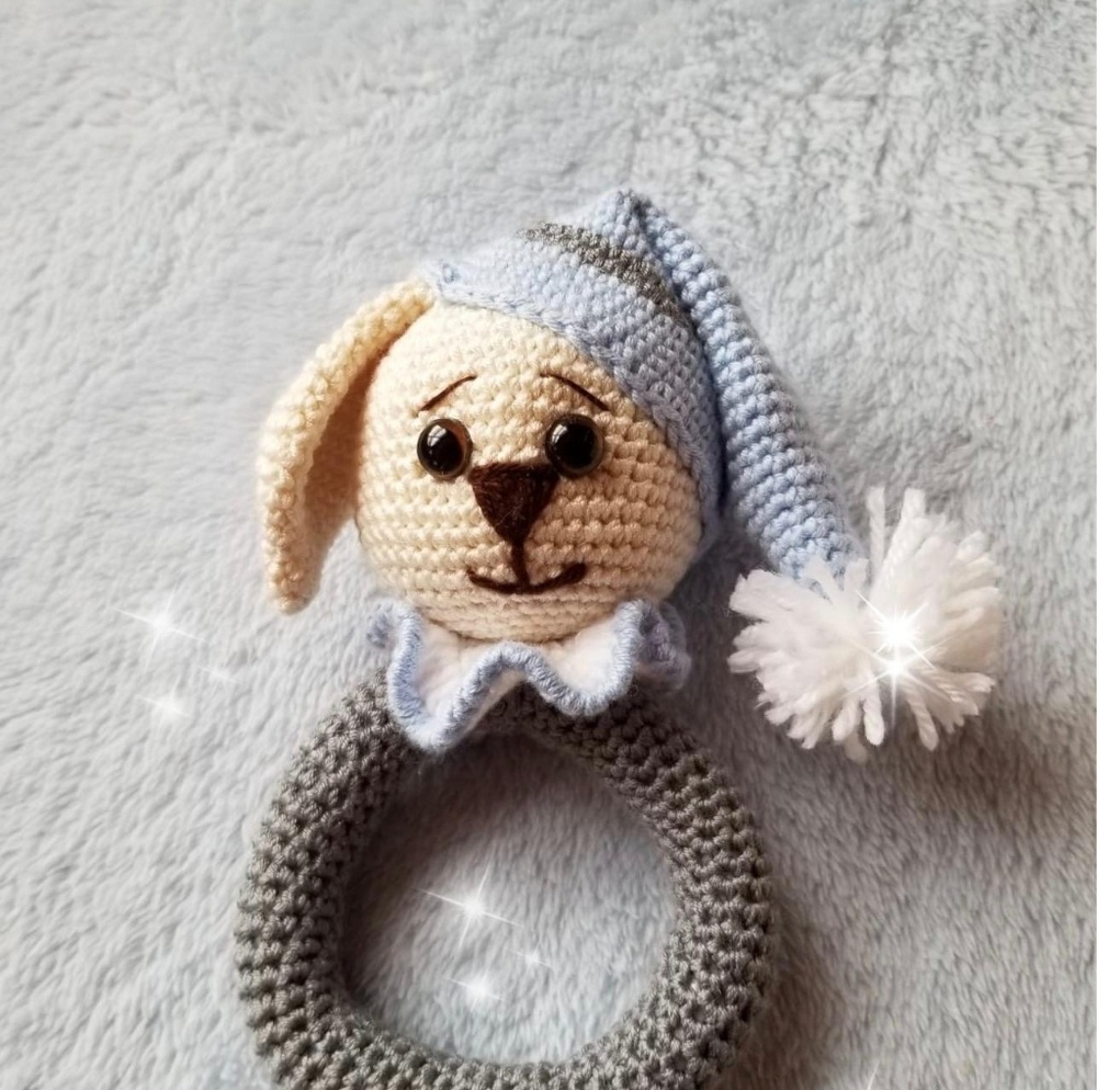 Organic hand-crocketed baby rattles